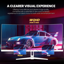 CRUA 34Inch White Gaming Monitor 144hz 21:9 1500R Ultra Wide Curved Monitor, WQHD (3440X1440P) 99%sRGB VA Panel Computer Monitor Support AMD Freesync, HDMI 2.0 & DP1.4, Wall Mountable/Tilt Adjustable