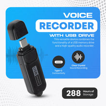 Voice Activated Audio Recorder with 20-Day Standby, 288-Hour Storage, 26-Hour Continuous Recording, USB-C Compatible, Date & Time Stamp, Easy-to-Use Design