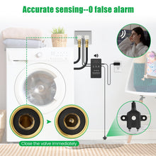 Zuomeng Washing Machine Water Leak Detector Kit with Dual Power Supply, Precise Sensor, Automatic Shut-Off Hot & Cold Valves 3/4