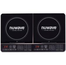 Nuwave Double Induction Cooktop, Powerful 1800W, 2 Large 8” Heating Coils, Independent Controls, 94 Temp Settings from 100°F to 575°F in 5°F Increments, 2 x 11.5” Shatter-Proof Ceramic Glass Surface