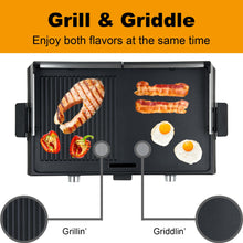 Tesslux XL Electric Indoor Grill, 20” Non-stick Griddle Combo, 1600W Fast Heating, Dual Temperature Control, Detachable for Easy Cleaning