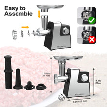 XFCNIKOU Electric Meat Grinder, Sausage Stuffer Maker, Heavy Duty Stainless Steel Meat Mincer 2800w Max With 2 Blades, 3 Plates, Sausage Tube And Kubbe Kit For Home Kitchen Use