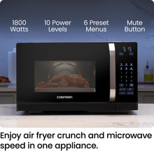 Chefman MicroCrisp Countertop Microwave Oven and Convection Oven, with Integrated Crisper, Guided Touchscreen Interface, 10 Power Levels, Mute Function, and Eco Mode, 1800W and 0.8 Cu. Ft. - Black