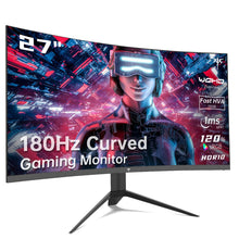 KTC 27 inch Gaming Monitor, 1440P Curved Monitor, 180Hz, 144Hz, 2K, 1500R, 1ms, FreeSync Premium/G-Sync, DisplayPort/HDMI/USB, Vesa/Wall Mount Computer Monitor, Ultrawide PC Monitor H27S17