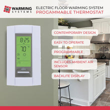 Warming Systems - 20 Sqft 240V Electric Radiant Floor Heating System – Includes Heating Cable, Membrane, Programmable Thermostat, and Under Tile Heater