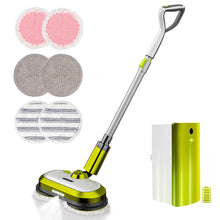 Cordless Electric Mop, Electric Spin Mop with LED Headlight and Water Spray, Up to 60 mins Powerful Floor Cleaner with 300ml Water Tank & Detachable Battery, Super Quiet Cleaning & Waxing