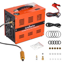 PCP Air Compressor, 4500Psi/30Mpa, 350W Motor, Auto Stop, Built-in 600W Adapter, Dual Power (12V DC/110V-220V AC), Water/Oil-Free, 2*Cooling Fan for Air Rifle/Paintball/Scuba Use （CS6-Plus）