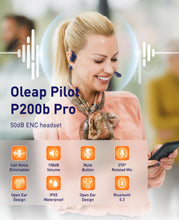 oleap Pilot P200b Pro Open Ear Noise Cancelling Headset Wireless Bluetooth,50dB ENC Computer Headphones with Mic,USB-C dongle for Meetings and Calls