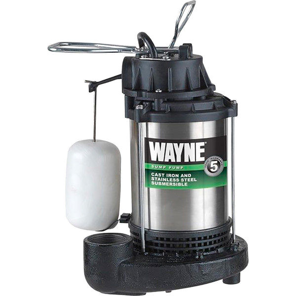 Wayne 58321-WYN3 CDU980E 3/4 HP Submersible Cast Iron and Stainless Steel Sump Pump with Integrated Vertical Float Switch, Large, Silver