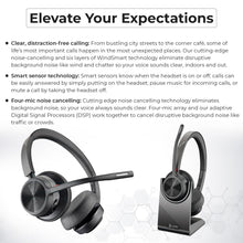 Poly Voyager 4320 UC Wireless Headset & Charge Stand - Stereo Headphones with Noise-Canceling Boom Mic + Charging Station + USB-C to A Adapter + USB C Dongle + USB A-C Cable + Pouch + Microfiber Cloth