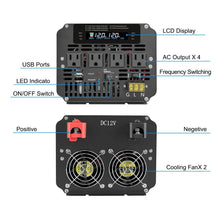 Cantonape 4000W Power Inverter 12V to 110V DC to AC with LCD Display, Remote Controller and 4 x AC Outlets Car Adapter for Car Truck Boat RV Off Grid Solar System