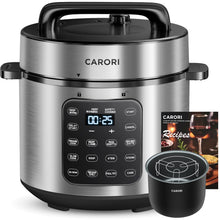 CARORI 9-in-1 Electric Pressure Cooker 6 Qt, Programmable Multi-Function Cooker with Safer Vent, Olla de Presion, Rice Cooker, Slow Cooker, Steamer, Sauté, Warmer & Sterilizer, 1000W, Stainless Steel