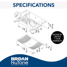 Broan-NuTone PowerHeat Bathroom Exhaust Fan, Heater and LED Light Combination (80 CFM) Non-Lit PowerHeat Bathroom Exhaust Fan and Heater (80 CFM)