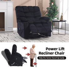 Phoenix Home Large Power Lift Recliner with Massage and Heat for Elderly, Ergonomic Electric Wider Chair with USB Port, 2 Cup Holders, Dark Blue