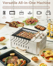 XHJ Indoor BBQ Kabob Skewers Grill,Smokeless Auto 360° Rotating Electric Barbecue Skewers Rotisserie,3 In 1 Indoor Electric Tabletop Grill with Removable Grill Pan,Grill Grate & Lid,Dual Zone Cooking