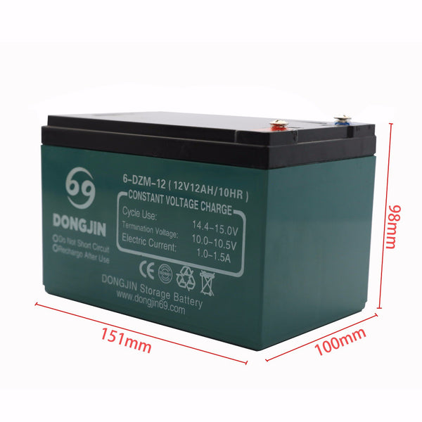 TDPROMOTO 4Pcs 6-DZM-12 Motorcycle Battery Rechargeable 12V 12AH Electric Scooter Bike Go Kart (4), Green, 6X4X4inch