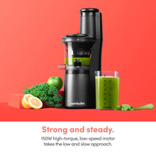 nutribullet Slow Juicer, Slow Masticating Juicer Machine, Easy to Clean, Quiet Motor & Reverse Function, BPA-Free, Cold Press Juicer with Brush, 150 Watts, Charcoal Black, NBJ50300, 24-oz