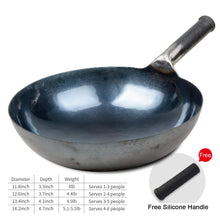 ZhenSanHuan Chinese Hand Hammered Iron Woks and Stir Fry Pans, Non-stick, No Coating, Less Oil, 章丘铁锅，Carbon Steel Pow (seasoned 36CM)