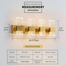 OYLYW Vanity Lights Fixtures for Bathroom Wall Light Over Mirror LED Gold Crystal 40W Brushed Stainless Steel Dimmable Wall sconces for Bathroom Lighting Fixture 3000K