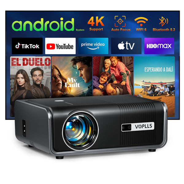 [Built-in Apps & Auto Focus/Keystone] Smart Projector with WiFi and Bluetooth, VOPLLS 700ANSI Native 1080P Outdoor Projector, 50% Zoom Home Theater Movie Projector for Bedroom/iOS/Android/PPT