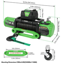 STEGODON Winch 9500lb Electric Winch 12V Winch with Synthetic Rope Car Trailer Winch with Green Hawse Fairlead Wireless Remote and Wired Handle for Truck SUV Jeep