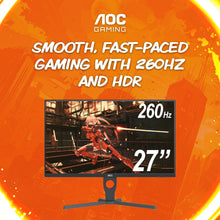 AOC 27G15 27 inch Gaming Monitor, Full HD 1920x1080, 180Hz 1ms, 1x HDMI 2.0, 1x Display Port, AMD FreeSync, HDR10, Pivot & Height Adjustable, Console Gaming Ready, 3-Year Zero-Bright-Dot