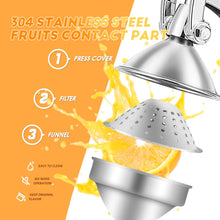 Moongiantgo Commercial Manual Juicer, Hand Press Citrus Juicer Extractor with 2 Reusable Fruit Bags, Easy To Clean, Fruit Squeezer Juicer Machine for Pomegranate Orange Lime Lemon