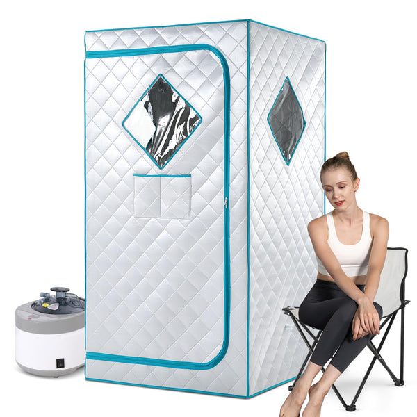 Smartmak Portable Steam Sauna, Personal Steam Sauna Tent at Home, Indoor Full Body Sauna Box, with 4L 1600W Steamer, Remote Control, Folding Chair, 16 Levels