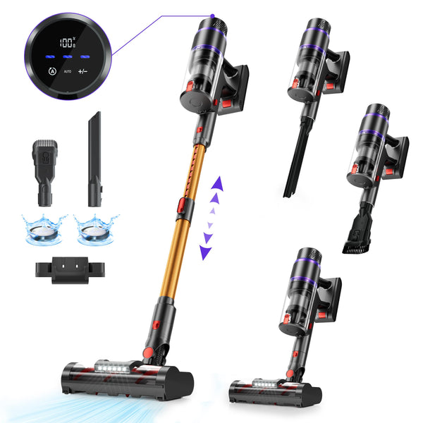 Cordless Vacuum Cleaner, 550W 48Kpa Vacuum Cleaners for Home with Removable Battery, Self-Standing Vacuum with Powerful Suction, LED Touch Display, Rechargeable Cordless Vacuum for Hardwood Floor