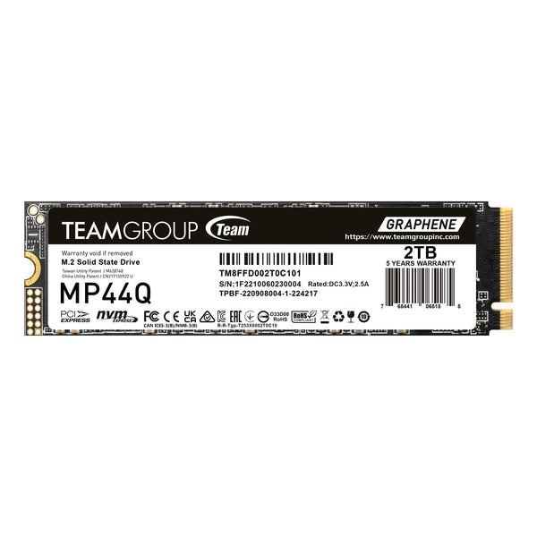 TEAMGROUP MP44Q 2TB SLC Cache Gen 4x4 M.2 2280 PCIe 4.0 w/NVMe Laptop & Desktop & NUC & NAS SSD Read/Write Speed up to 7400/6500MB/s TM8FFD002T0C101