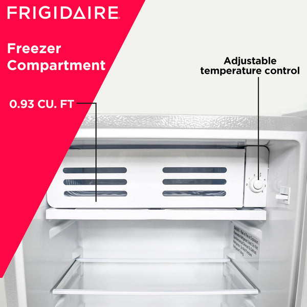 Frigidaire Retro Compact Fridge with Chiller, 3.2 cu ft Countertop Fridge with Built-In Bottle Opener, Compact Refrigerator for Office, Bedroom, Dorm Room or Cabin - 16.5"D x 19"W x 31"H (Moonbeam)