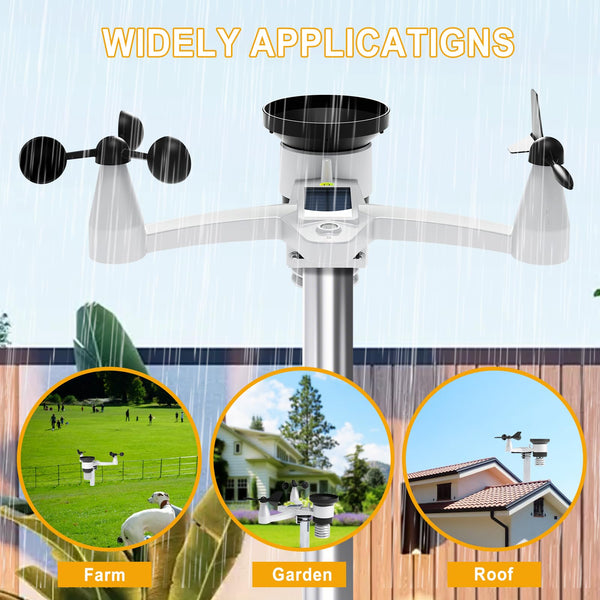 Urageuxy WiFi Weather Station, Wireless Indoor Outdoor Home Weather Station with Rain Gauge and Wind Speed/Direction,Temperature, Humidity, Weather Forecast, UV/Light, Moon Phase and Alarm