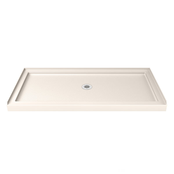 DreamLine SlimLine 34 in. D x 48 in. W x 2 3/4 in. H Center Drain Single Threshold Shower Base in Biscuit, DLT-1134480-22