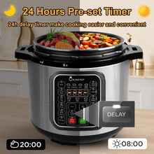 CAZACHEF 8qt stainless steel Pressure Cooker | 24-hour Presetting electric rice cooker, 14 in 1 slow cooker with temperature control | LED Multifunction Steamer, Food Warmer with nonstick pot