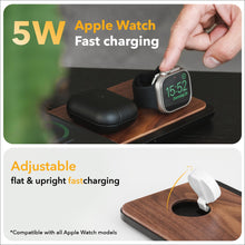 Woodcessories Multibase Pro - 3 in 1 Charging Station Wood | Magsafe Charger | Wireless Charger Compatible with iPhone, Apple Watch, Air Pods + 45W Power Adapter