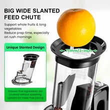 Ventray Cold Press Juicer, 3'' Wide Feed Chute Slow Masticating Juicer Machine for Whole Fruits & Vegetables, 240W Powerful Motor, Easy to Clean, High Juice Yield, BPA Free