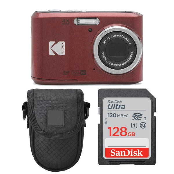 Kodak PIXPRO FZ45 Digital Camera + Point & Shoot Camera Case + Sandisk 128GB SDXC Memory Card