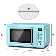 COSTWAY Retro Countertop Microwave Oven, 0.7Cu.ft, 700-Watt, High Energy Efficiency, 5 Micro Power, Delayed Start Function, with Glass Turntable & Viewing Window, LED Display, Child Lock (Green)