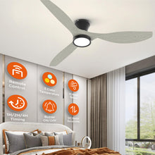 TALOYA 52 Inch Ceiling Fans with Lights Led Remote Control Flush Mount Low Profile for Bedroom Farmhouse Patio Outdoor Living Room Kitchen Dining Room,DC Motor,Reversible,White Oak