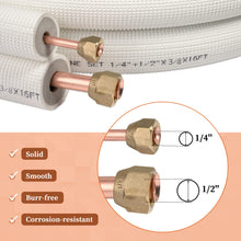 Wostore 50Ft. Mini Split Line Set Includes Two Pipes 1/4