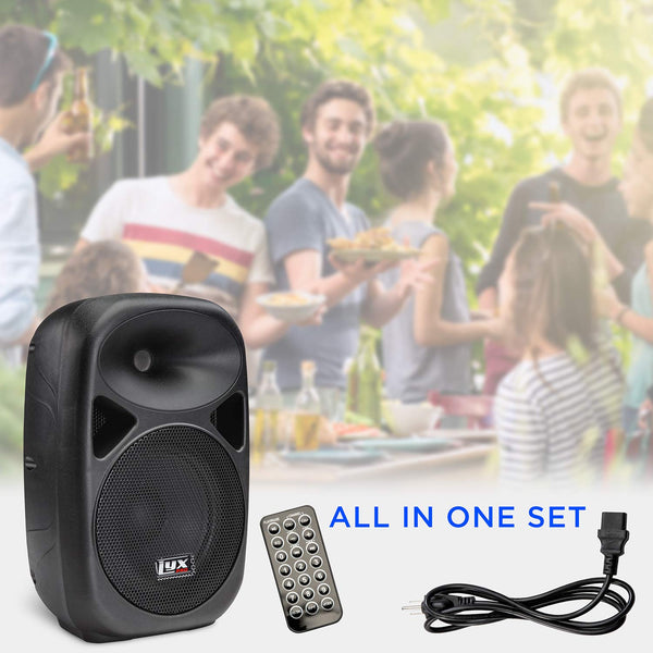 LyxPro SPA-10 10" Inch Portable PA Speaker Powered Active Compact Lightweight Loud Amplifier System with Equalizer, Built-in Bluetooth, SD Card Slot, USB, MP3, XLR, 1/4",3.5mm Input