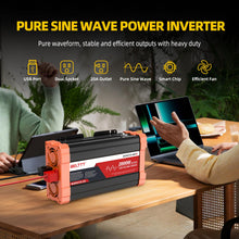 BELTTT 2000W Pure Sine Wave Inverter, Car Power Inverter 12V to 120V AC Converter for RV, Truck, Solar, Outdoor with Dual AC and 20A Socket, 5V 2.1A USB, Surge 4000W, Hardwire Port, Remote Controller