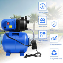 Goplus 1.6HP Shallow Well Pump with Pressure Tank, 1000GPH-5Gal Automatic Water Booster Jet Pump for Water Supply System, Irrigation Water Pump for Home, Garden & Lawn, 1200W (Blue)