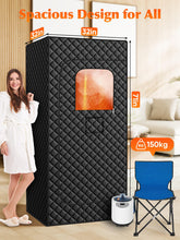 Portable Sauna Box for Home, Personal SPA Steam Sauna with 5 Min Fast Heating &15 Levels Heat, Warm Sauna Tent with 3L/1200W Steamer, Folding Chair, Remote Control for Body Relaxation, 32