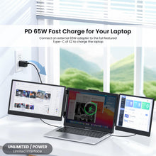 Portable Monitor, Laptop Screen Extender Kwumsy S2 Triple Laptop Monitor Extender Ultra Slim 14