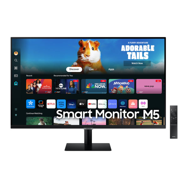 SAMSUNG 27-Inch M5 (M50D) Series FHD Smart Monitor with Streaming TV, Speakers, HDR10, Gaming Hub, Multiple Ports, Workout Tracker, Vision Accessibility Tools, LS27DM500ENXGO, 2024