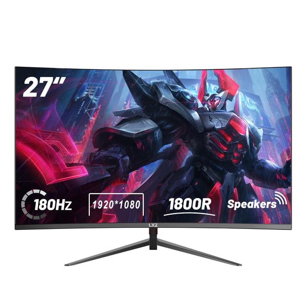 LXZ Curved Gaming Monitor 27 Inch PC Monitor 180hz, Full HD 1080P Frameless 1800R Gaming Display with FreeSync & Eye-Care Technology, DP, HDMI Port - Black