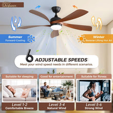 Sofucor 52 Inch Ceiling Fans with Lights and Remote, Outdoor Ceiling Fan with Light 6-Speed 3 CCT 3-Timer, Low Profile Ceiling Fan 5 Blade Noiseless Reversible DC Motor for Living Room Bedroom Patio