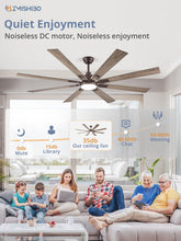 ZMISHIBO 72 inch Oil Rubbed Bronze Ceiling Fans with Lights and Remote, Indoor/Outdoor Farmhouse Ceiling Fan for Living Room Patio, 6 Speed Reversible Quiet DC Motor, 3CCT, Dual Finish Blades