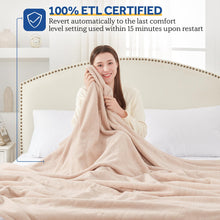 Sealy Electric Blanket King Size, Flannel Heated Blanket with 10 Heating Levels & 1-12 Hours Auto Shut Off, Fast Heating Warm Blanket, Machine Washable, Beige, 100 x 90 Inch